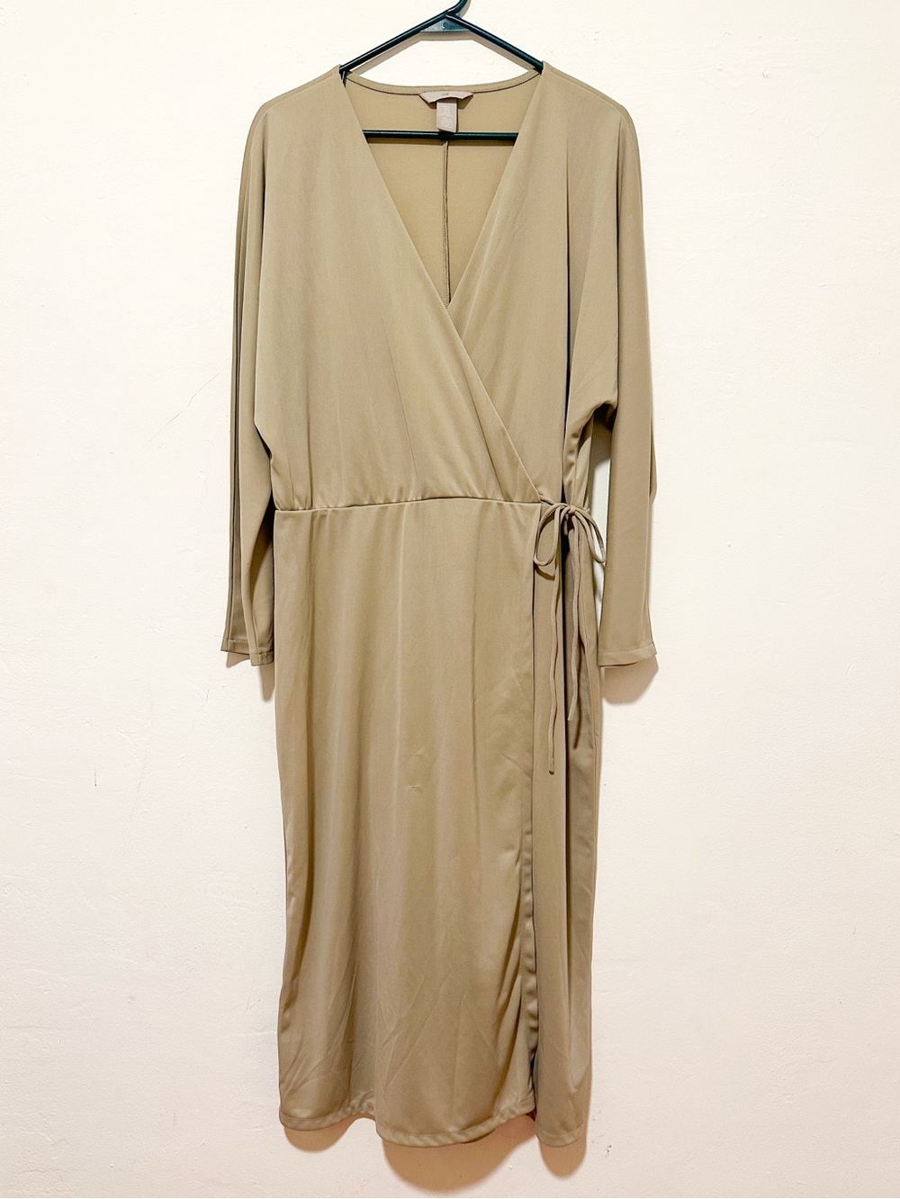 H&M Khaki Wrap Midi Dress